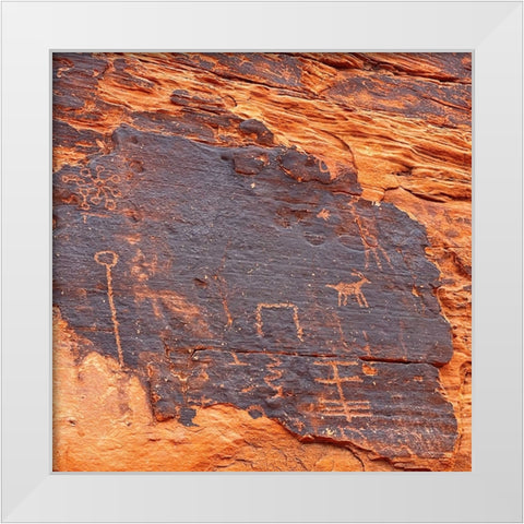 ValleyOfFire:Petroglyphs2 White Modern Wood Framed Art Print by Tenoever, William