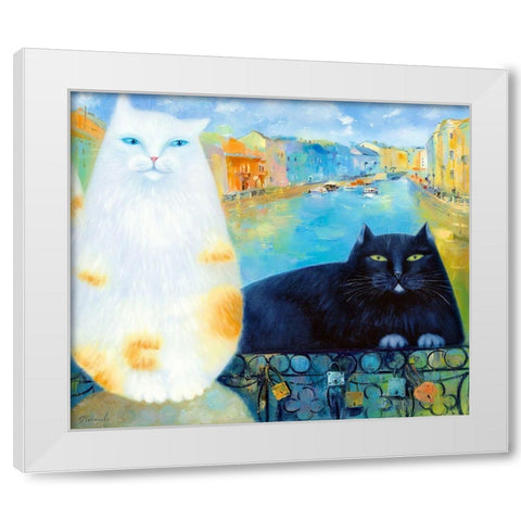 On Fontanka river White Modern Wood Framed Art Print by Kotinova, Galina