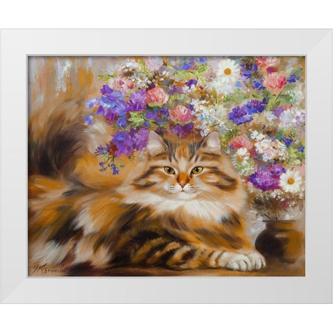 Summer day at the cottage White Modern Wood Framed Art Print by Kotinova, Galina