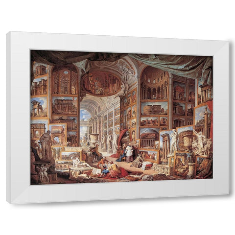 Vedute di Roma antica White Modern Wood Framed Art Print by Panini, Giovanni Paolo