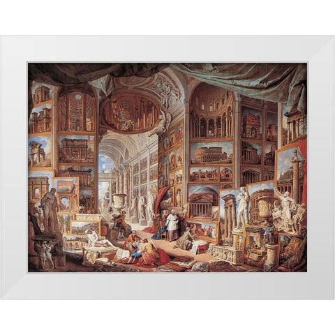 Vedute di Roma antica White Modern Wood Framed Art Print by Panini, Giovanni Paolo