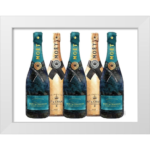 Champange 5 Teal and Gold White Modern Wood Framed Art Print by Greenwood, Amanda