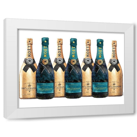 Champange 7 Teal and Gold White Modern Wood Framed Art Print by Greenwood, Amanda