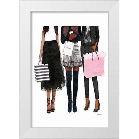 Freinds Shopping II White Modern Wood Framed Art Print by Amanda Greenwood