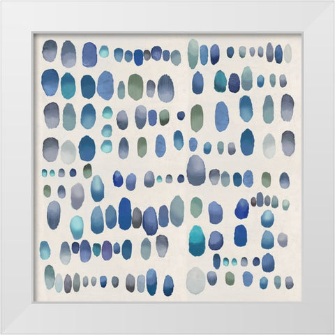 Playful Blue and Green I White Modern Wood Framed Art Print by Perry, Angela