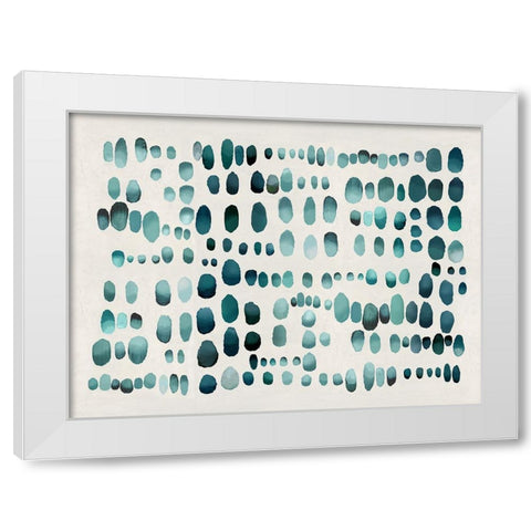 Playful Teal III White Modern Wood Framed Art Print by Perry, Angela
