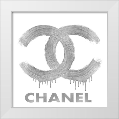 Fashion Logo Silver on White White Modern Wood Framed Art Print by Blake, Madeline