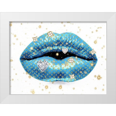 Luxury Lips Blue White Modern Wood Framed Art Print by Blake, Madeline