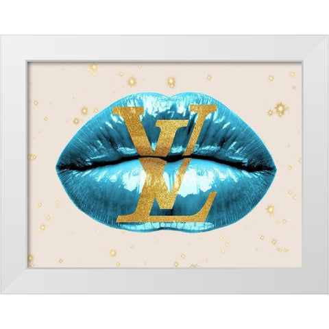 Fashion Lips Blue II White Modern Wood Framed Art Print by Blake, Madeline