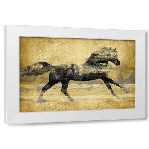 Running Horse Gold I White Modern Wood Framed Art Print by Blake, Madeline