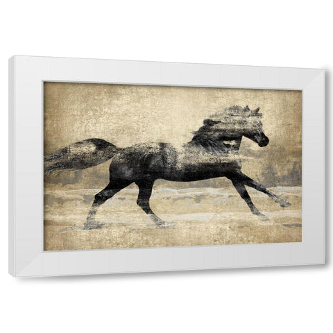 Running Horse Gold II White Modern Wood Framed Art Print by Blake, Madeline