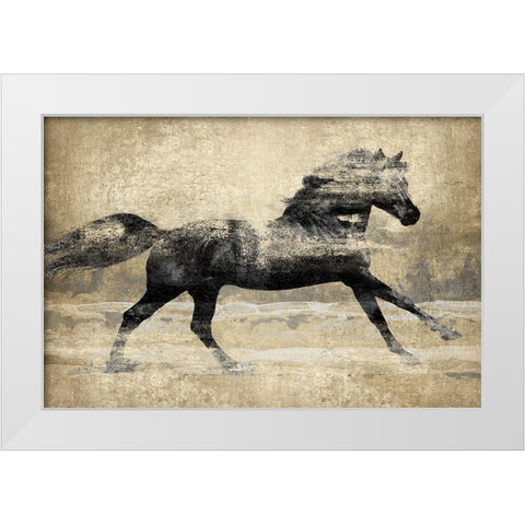 Running Horse Gold II White Modern Wood Framed Art Print by Blake, Madeline