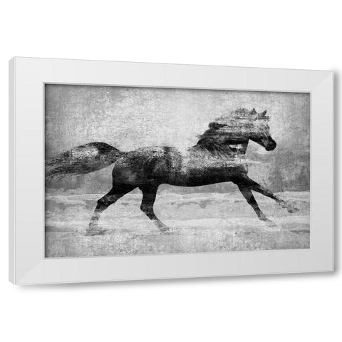 Running Horse Silver White Modern Wood Framed Art Print by Blake, Madeline