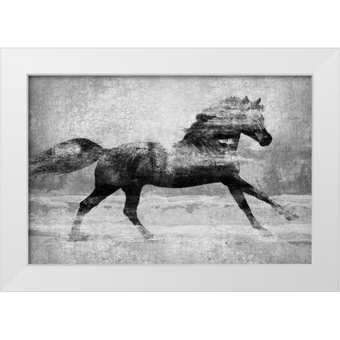 Running Horse Silver White Modern Wood Framed Art Print by Blake, Madeline