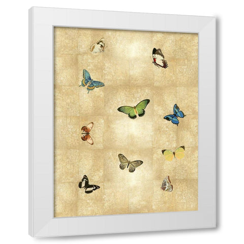 Butterflies on Gold I White Modern Wood Framed Art Print by Blake, Madeline