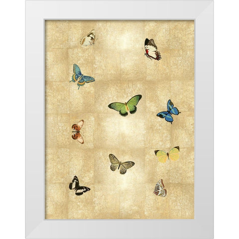 Butterflies on Gold I White Modern Wood Framed Art Print by Blake, Madeline