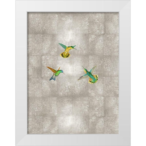 Hummingbirds I White Modern Wood Framed Art Print by Blake, Madeline