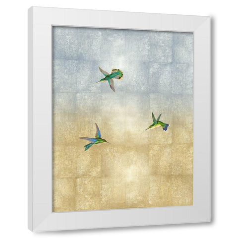 Hummingbirds in Flight I White Modern Wood Framed Art Print by Blake, Madeline