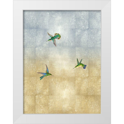 Hummingbirds in Flight I White Modern Wood Framed Art Print by Blake, Madeline