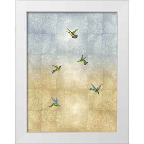 Hummingbirds in Flight II White Modern Wood Framed Art Print by Blake, Madeline