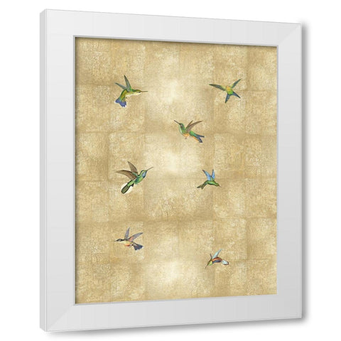 Hummingbirds on Gold III White Modern Wood Framed Art Print by Blake, Madeline
