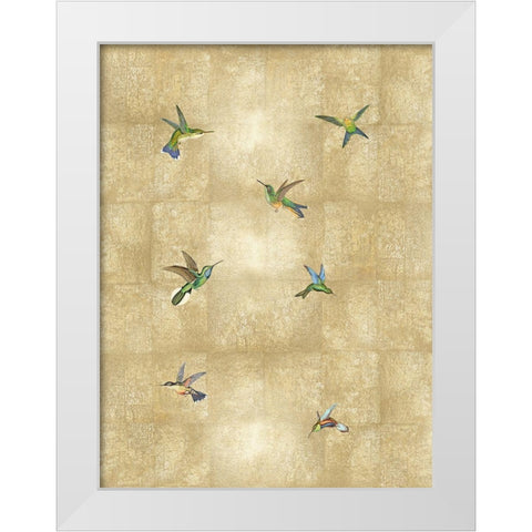 Hummingbirds on Gold III White Modern Wood Framed Art Print by Blake, Madeline