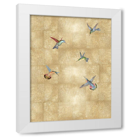 Hummingbirds on Gold V White Modern Wood Framed Art Print by Blake, Madeline