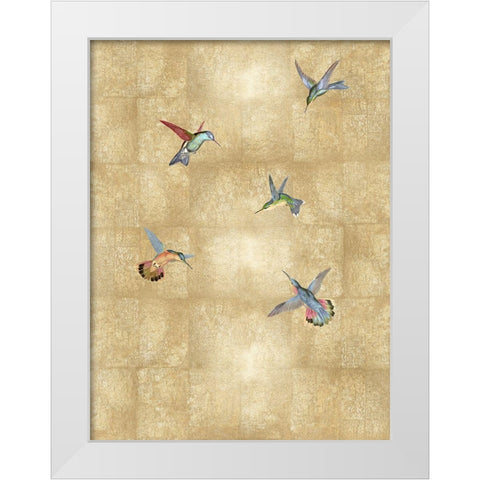 Hummingbirds on Gold V White Modern Wood Framed Art Print by Blake, Madeline