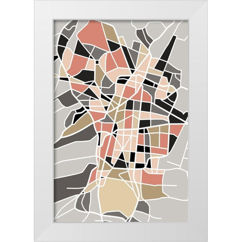 City Grid White Modern Wood Framed Art Print by Creative Artists Studio