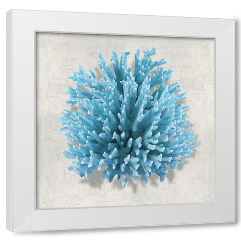Coral Aqua I White Modern Wood Framed Art Print by Kelly, Caroline