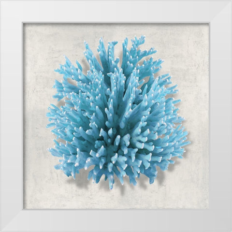 Coral Aqua I White Modern Wood Framed Art Print by Kelly, Caroline