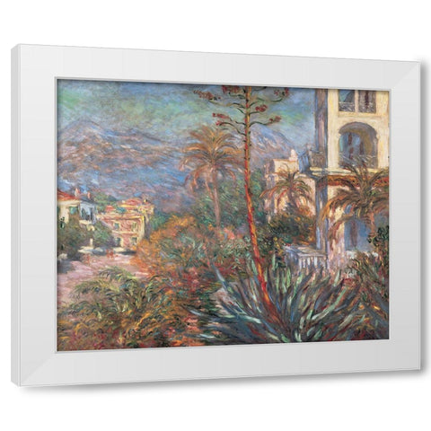 Les Villas a Bordighera White Modern Wood Framed Art Print by Monet, Claude