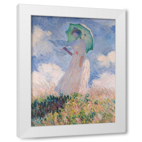 Woman with Parasol White Modern Wood Framed Art Print by Monet, Claude