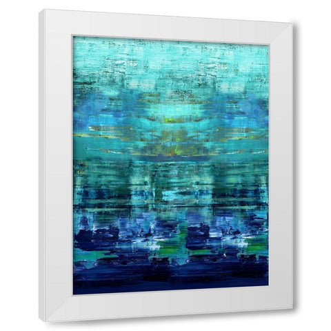Aqua Reflections White Modern Wood Framed Art Print by Corbin, Allie