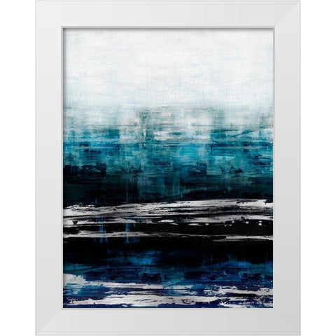 Aqua Reflections with Silver White Modern Wood Framed Art Print by Corbin, Allie