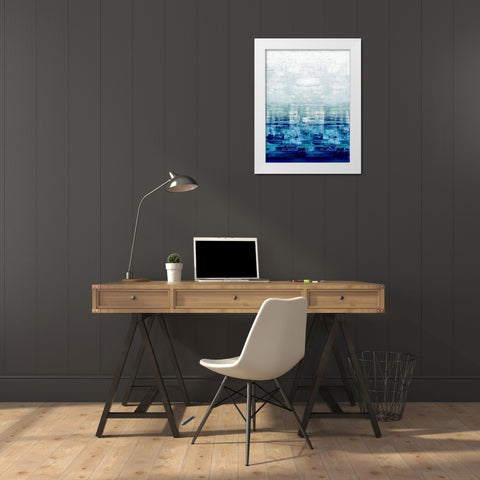 Blue Reflections White Modern Wood Framed Art Print by Corbin, Allie