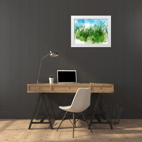 Grassy Bank White Modern Wood Framed Art Print by Young, Chamira