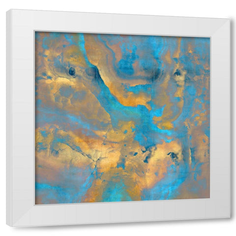 Stone with Turquoise and Gold White Modern Wood Framed Art Print by Carson, Danielle