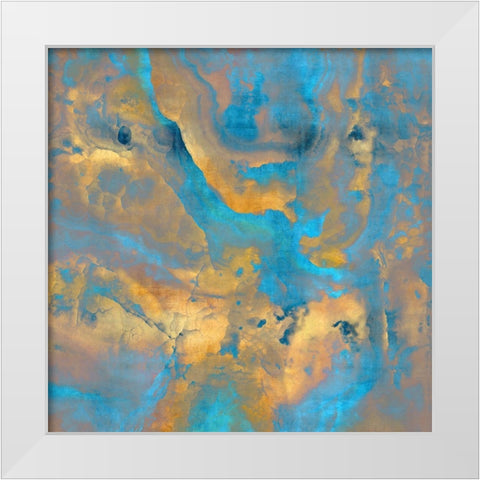 Stone with Turquoise and Gold White Modern Wood Framed Art Print by Carson, Danielle