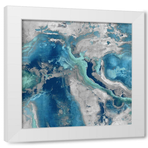 Stone with Blue and Aqua White Modern Wood Framed Art Print by Carson, Danielle