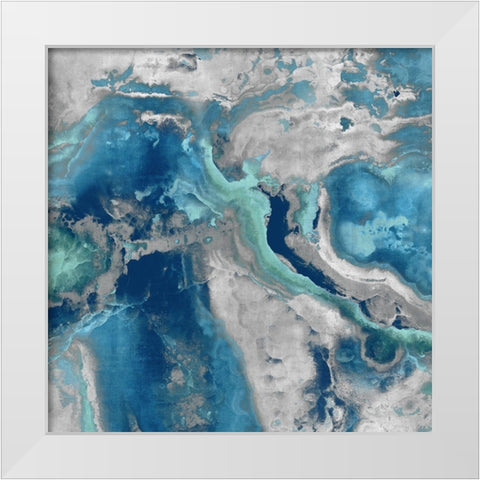 Stone with Blue and Aqua White Modern Wood Framed Art Print by Carson, Danielle