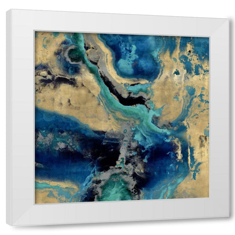 Stone with Blue and Gold White Modern Wood Framed Art Print by Carson, Danielle