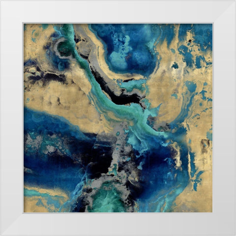 Stone with Blue and Gold White Modern Wood Framed Art Print by Carson, Danielle