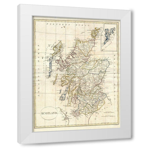 Map of Scotland White Modern Wood Framed Art Print by Sproul, Dan