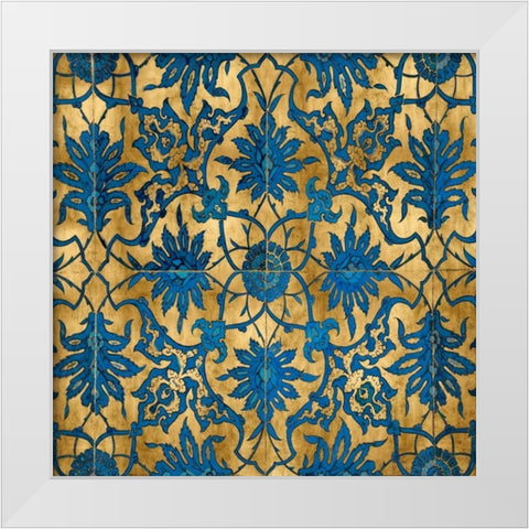 Ornate In Gold and Blue White Modern Wood Framed Art Print by Roberts, Ellie