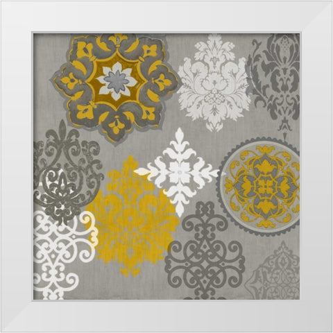 Decorative Ornaments In Gold I White Modern Wood Framed Art Print by Roberts, Ellie