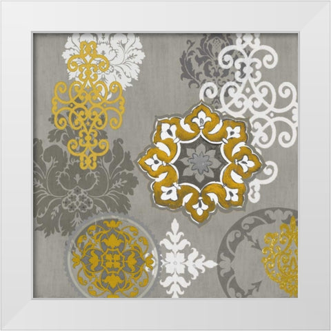 Decorative Ornaments In Gold I White Modern Wood Framed Art Print by Roberts, Ellie