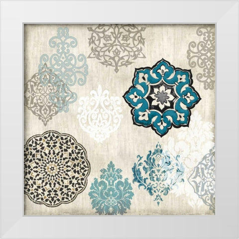 Decorative Blue Ornaments I White Modern Wood Framed Art Print by Roberts, Ellie