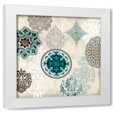 Decorative Blue Ornaments II White Modern Wood Framed Art Print by Roberts, Ellie