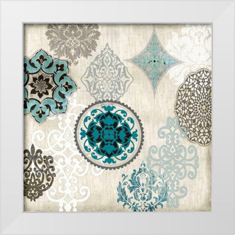 Decorative Blue Ornaments II White Modern Wood Framed Art Print by Roberts, Ellie